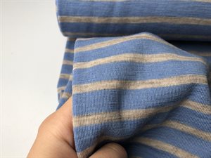 Undertøjsuld - flot stribet i lyseblå/beige, smal